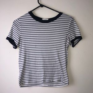 Gaze Navy & White Striped Slightly Cropped Top